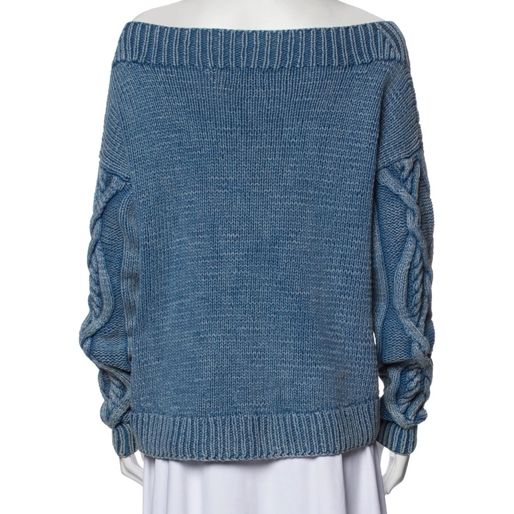 Intermix off the shoulder denim look sweater